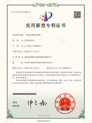 一種臺式保溫培養(yǎng)箱實(shí)用新型專利證書